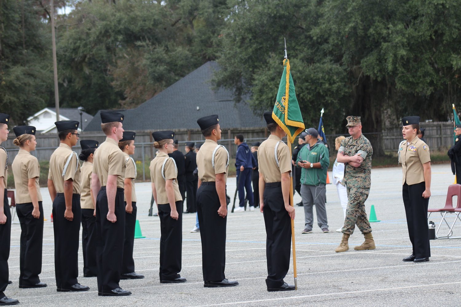 Commander Kaitlyn Boggs leads the Nease unarmed basic team to first place at the Lee County drill meet on Oct. 30 in Leesburg, GA.