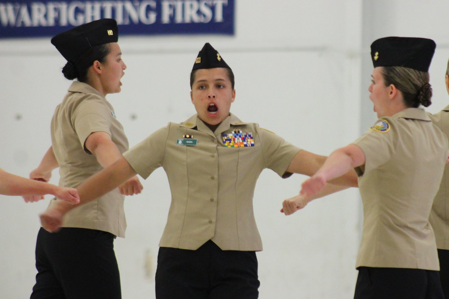 Cadet Isabella Rivera leads Nease’s unarmed exhibition team to a fourth place finish at the Navy National Championships in Pensacola.