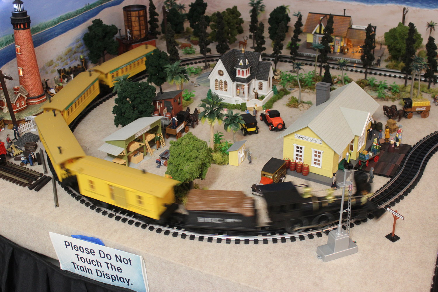 A model train took visitors on an imaginary tour of the Beaches.